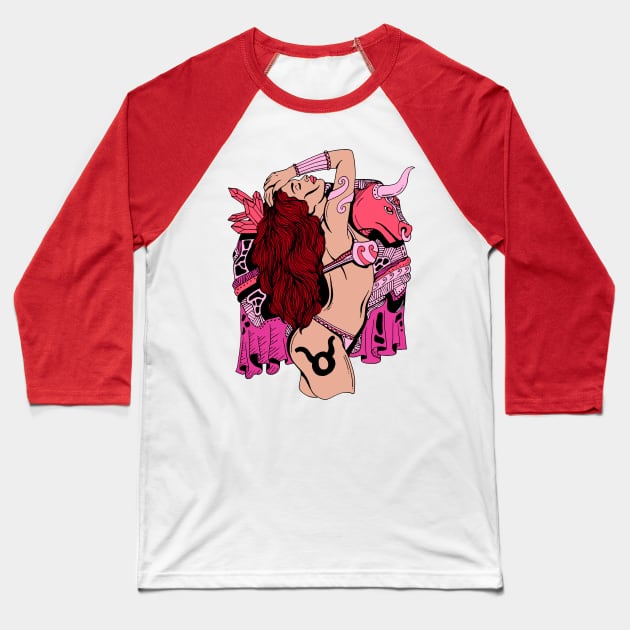 Taurus Beauty - Pink Edition Baseball T-Shirt by kenallouis